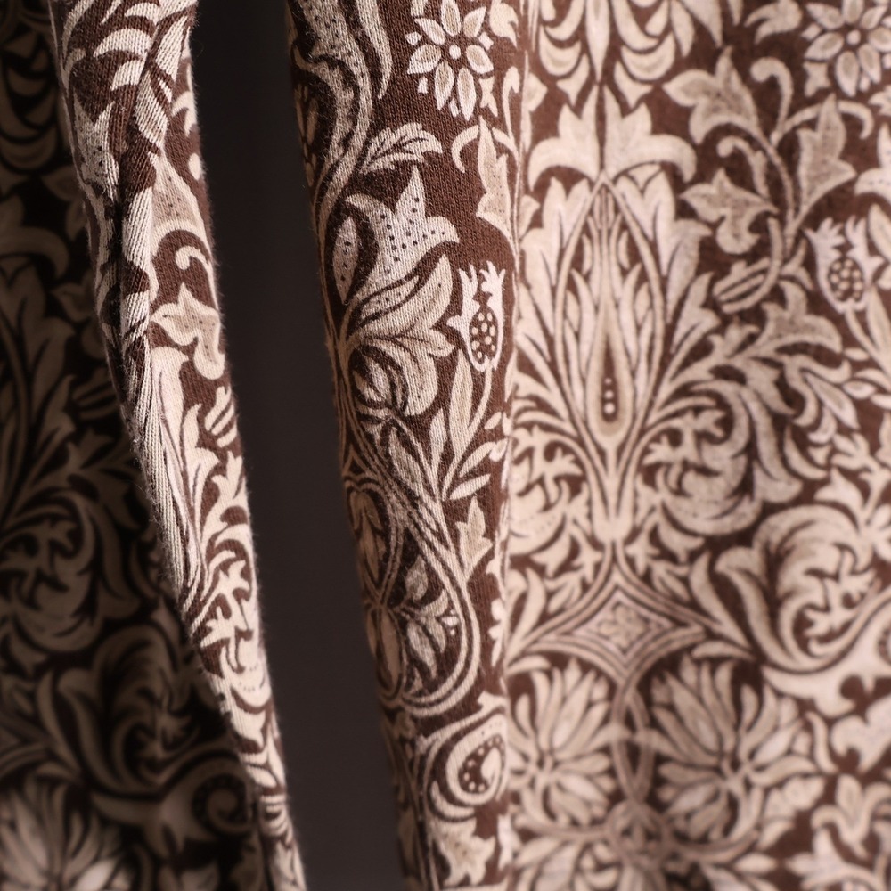 Y2K Womens Brown Damask Floral Cotton Long Sleeve T Shirt Boho Casual 00s Vibe M - Picture 4 of 8